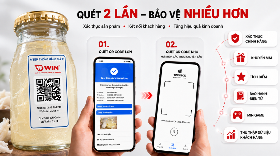 Hướng dẫn xác thực sản phẩm với tem QR Code kép